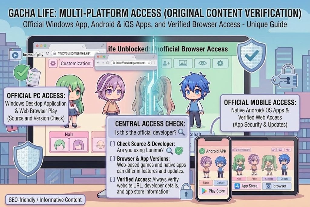 Gacha Life access on PC and mobile devices.