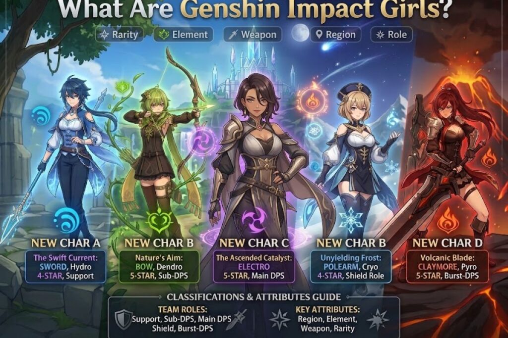 Missing focus keyword in query text! Assuming you mean **Genshin Impact Girls** as used in your previous image batch:
**Alt Text:**
"Genshin Impact girls displaying female characters across various elements, weapons, regions and combat roles.
